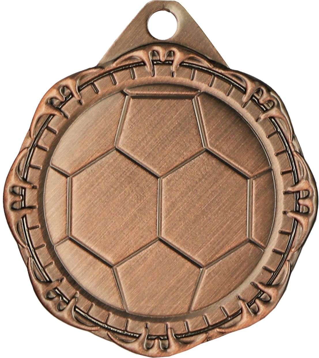 Eine hochwertige Medaille in Bronze, die Medaillen Moers 32 mm MMC1232 von Anbieter A, verziert mit einem Fußballdesign, perfekt zum Feiern der Fußballleidenschaft.