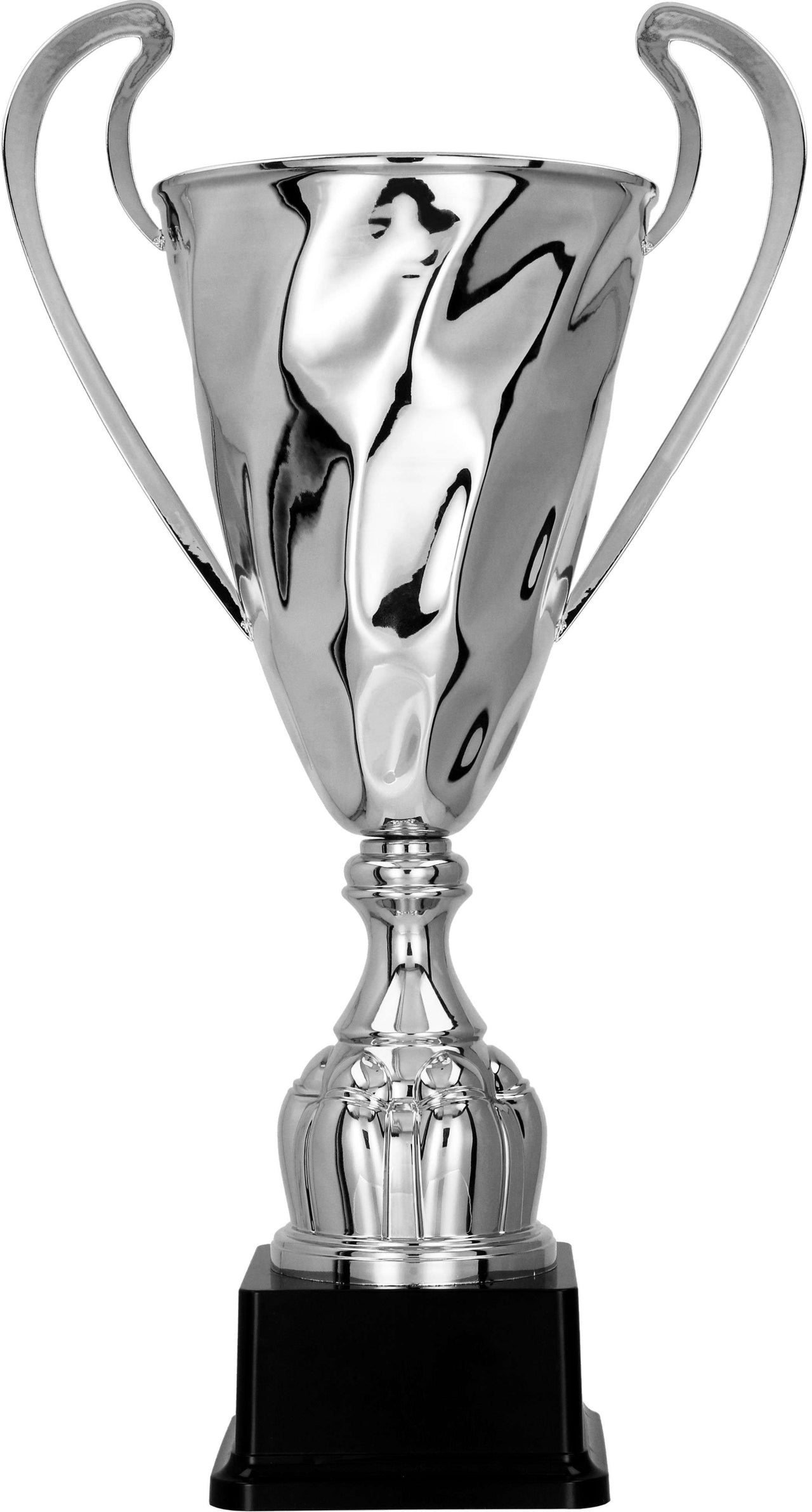 Großer silberfarbener Pokal Karlsruhe mit Figur und Emblem zur Gravur