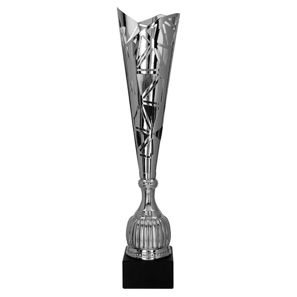 Großer silberfarbener Pokal Dresden mit Figur und Emblem zur Gravur