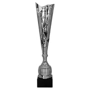 Großer silberfarbener Pokal Dresden mit Figur und Emblem zur Gravur