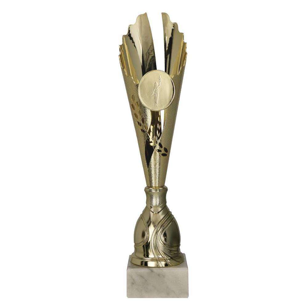 Silberfarbener Pokal Saarbrücken mit Deckel und Emblem zur Gravur