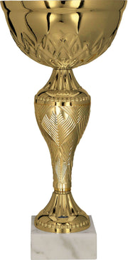 Silberfarbener Pokal mit Säule und Sockel für Vereins- und Turnierehrungen