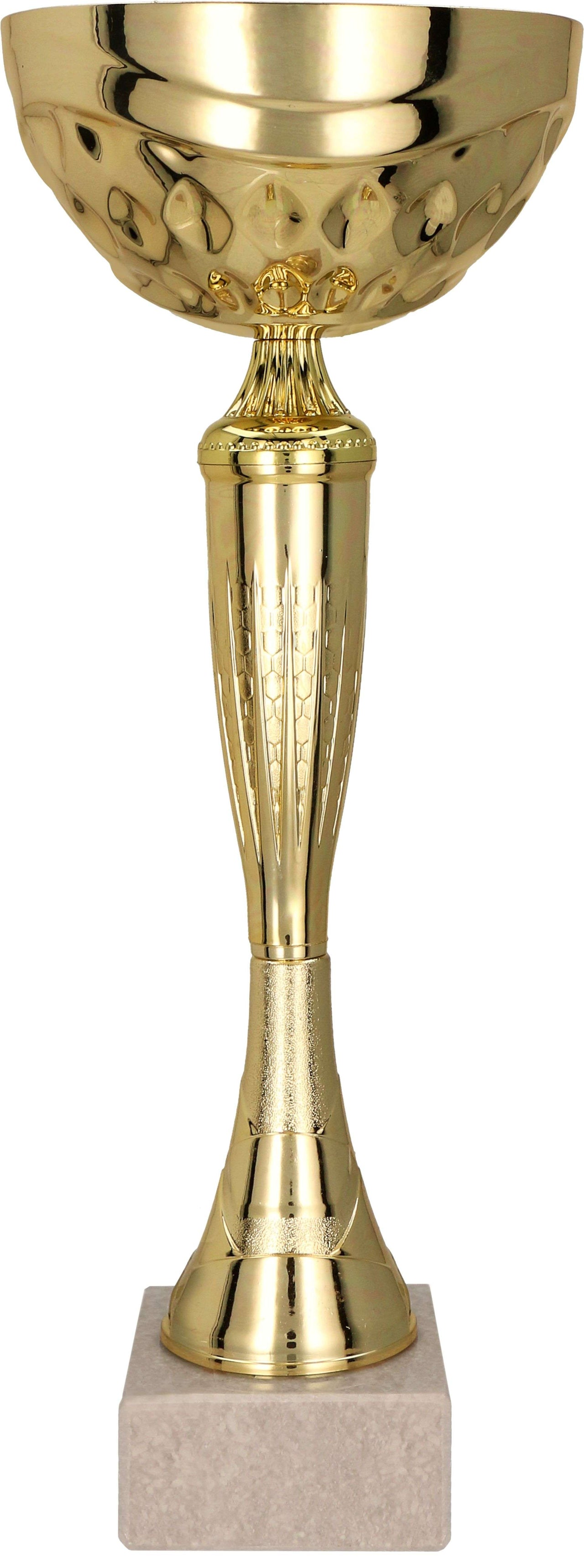 Goldfarbener Pokal mit Säule und Sockel für Vereins- und Turnierehrungen