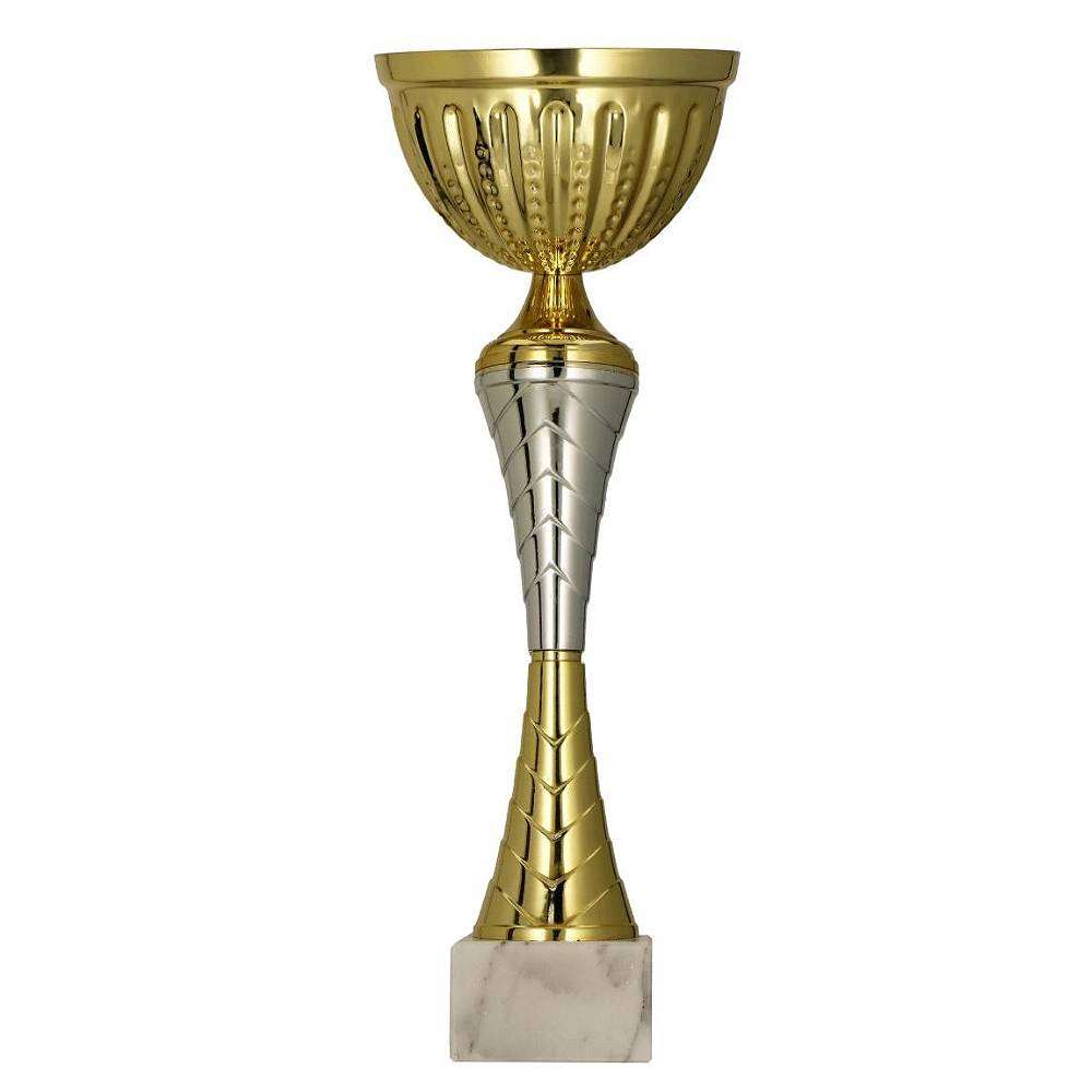 Goldfarbener Pokal mit Säule und Sockel für Turnier- und Vereinsehrungen