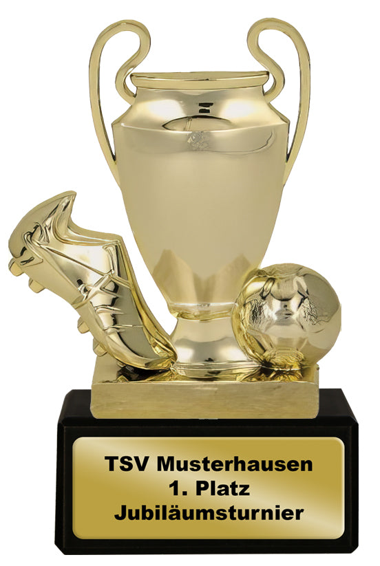 Trophäe Fußballschuh mit Pokal und Ball 100 mm BMX5020-B326