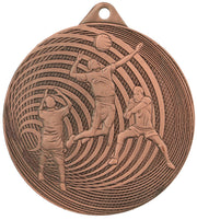 Eine bronzene Medaillen Bonn 70 mm MMC3073 mit Bildern von Volleyball spielenden Personen, perfekt als Verleihung bei Ihrem nächsten Turnier.