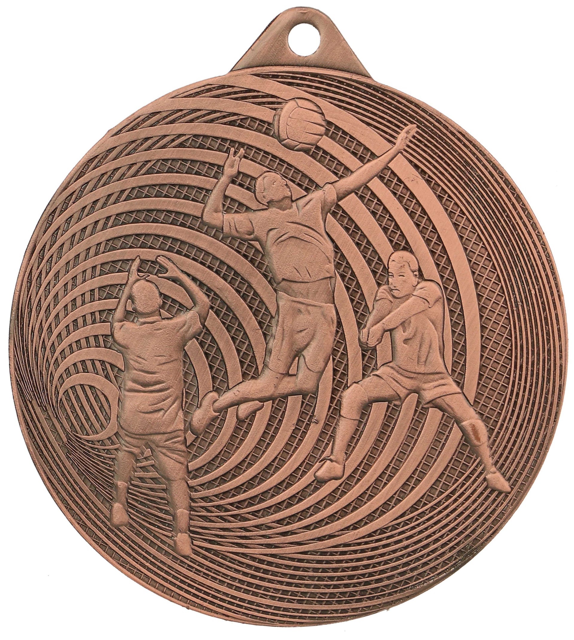 Eine bronzene Medaillen Bonn 70 mm MMC3073 mit Bildern von Volleyball spielenden Personen, perfekt als Verleihung bei Ihrem nächsten Turnier.