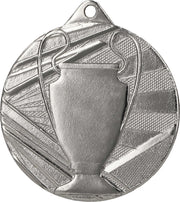 Eine Silbermedaille mit Vasendesign, die das exquisite Pokal-Design verkörpert, das man oft bei prestigeträchtigen Sportveranstaltungen sieht, wie beispielsweise die Medaillen Paderborn 50 mm ME007.