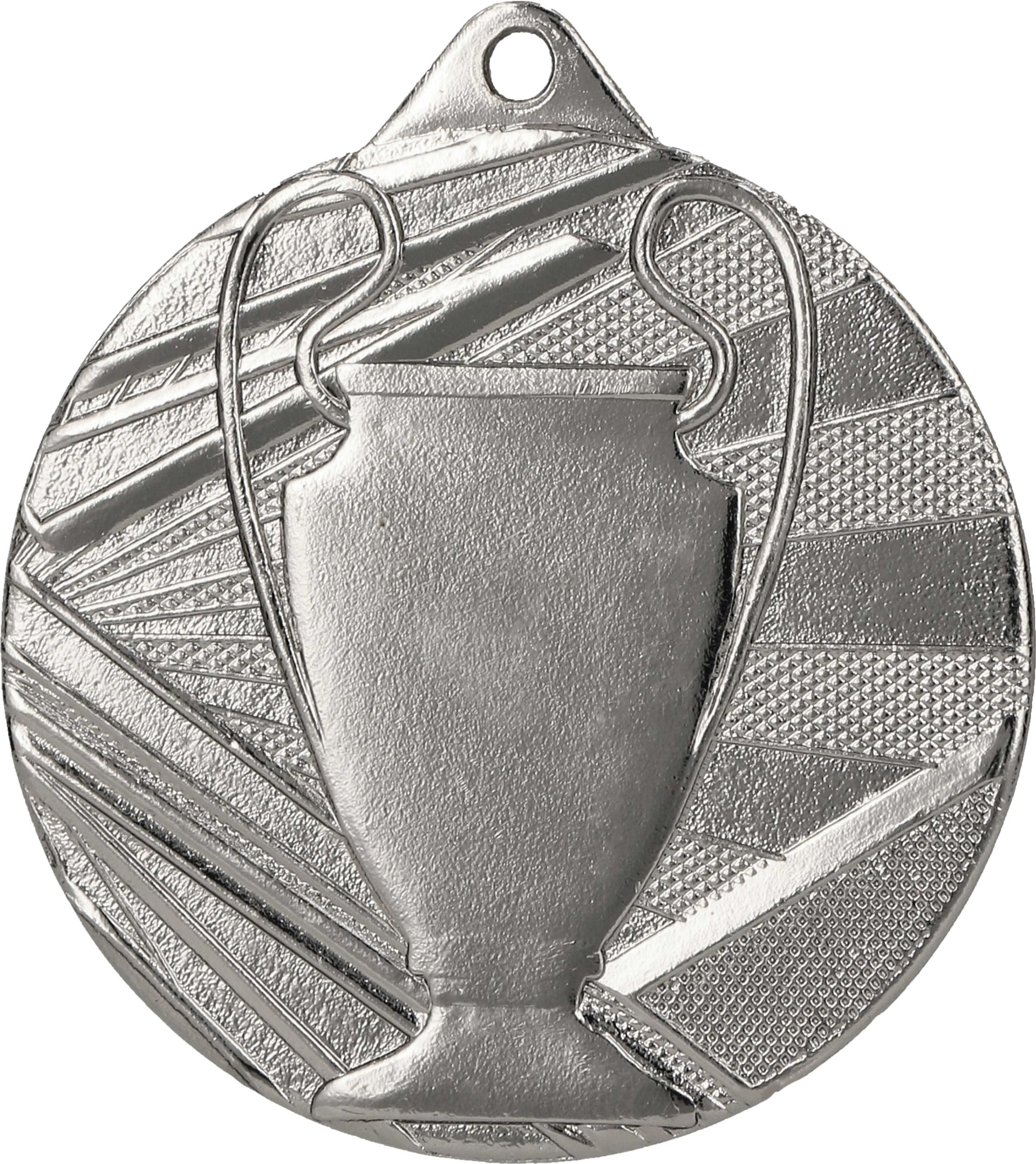 Eine Silbermedaille mit Vasendesign, die das exquisite Pokal-Design verkörpert, das man oft bei prestigeträchtigen Sportveranstaltungen sieht, wie beispielsweise die Medaillen Paderborn 50 mm ME007.