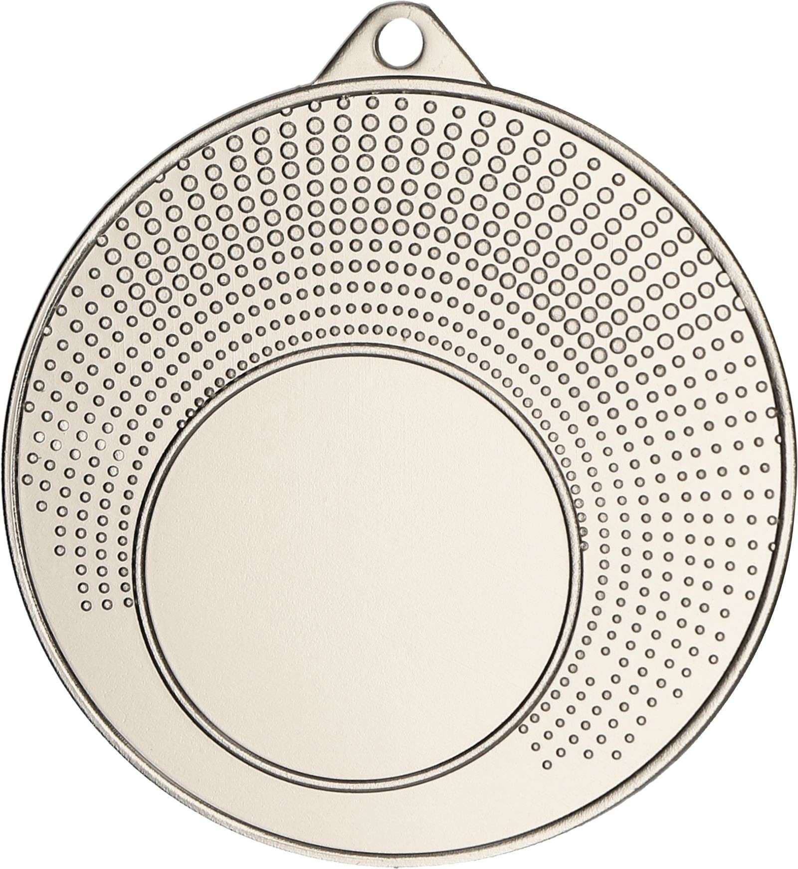 Eine Medaille Düsseldorf 40 mm MMC1140 mit einer Reihe erhabener Punkte, die in konzentrischen Kreisen angeordnet sind, die an Medaillen einer Siegerehrung in Düsseldorf erinnern, und einem kleinen Loch an der Oberseite.