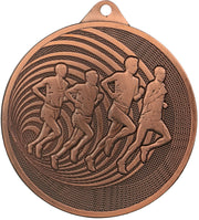 Eine bronzene Medaille Pforzheim 70 mm MMC3071 mit laufenden Männern als Symbol für sportliche Erfolge.
