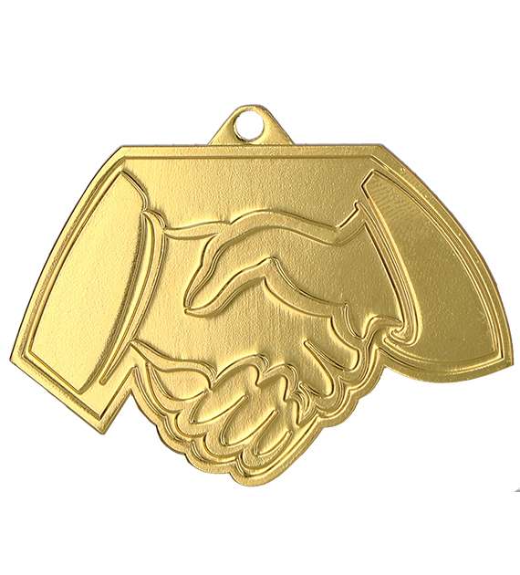Goldfarbene Medaille Köln 60x45 mm mit Emblem, gravierbar