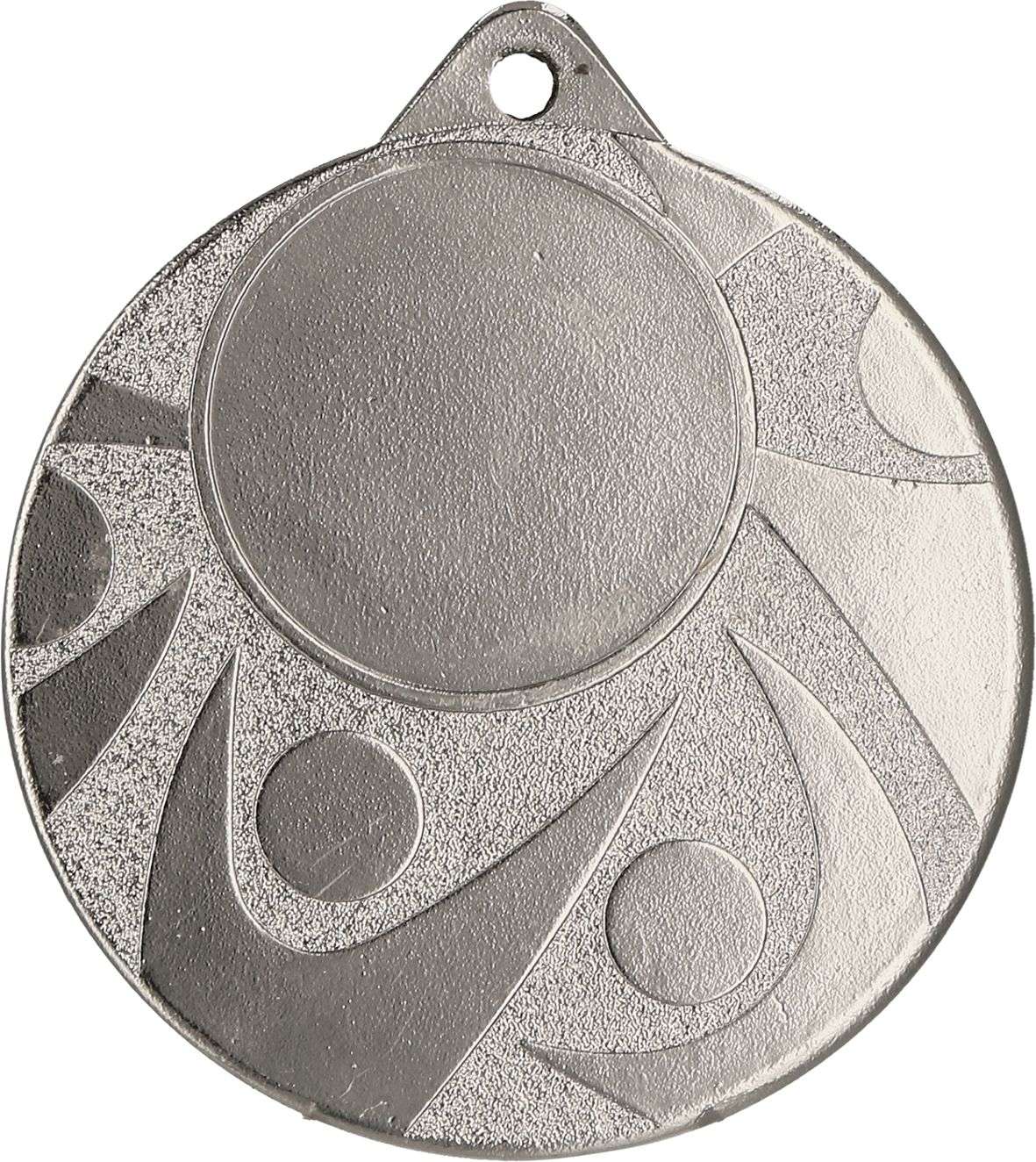Eine Medaille Wiesbaden 50 mm MMC5850 mit einzigartigem Design und abstrakten Mustern, gefertigt aus hochwertigem Material, mit einem kleinen Loch an der Oberseite zum Befestigen eines Bandes oder einer Schnur.