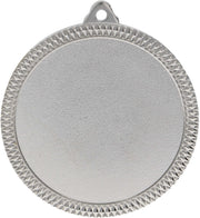 Eine runde Silbermedaille mit strukturiertem Rand und einer kleinen Öse oben zum Aufhängen. Die Mitte ist leer, perfekt zum Gravieren von Erfolgen bei Sportveranstaltungen oder zum Gedenken an Medaillen Freiburg 60 mm MMC6060 Events.