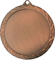 Eine Bronzemedaille mit einer leeren, runden Mitte und einem dekorativen Randmuster um den Rand sowie einem kleinen Loch an der Oberseite zur Befestigung, ein Beispiel für die Medaillen Mainz 60 mm MMC6061-Qualität, die Sie erwarten können.