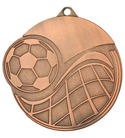 Eine bronzefarbene Medaille Reutlingen 60 mm MMC6065 mit geprägtem Fußball- und Netzdesign, perfekt verarbeitet. Diese 60 mm große Medaille ist ideal zum Gedenken an herausragende Leistungen auf dem Spielfeld. Perfekt gestaltet.