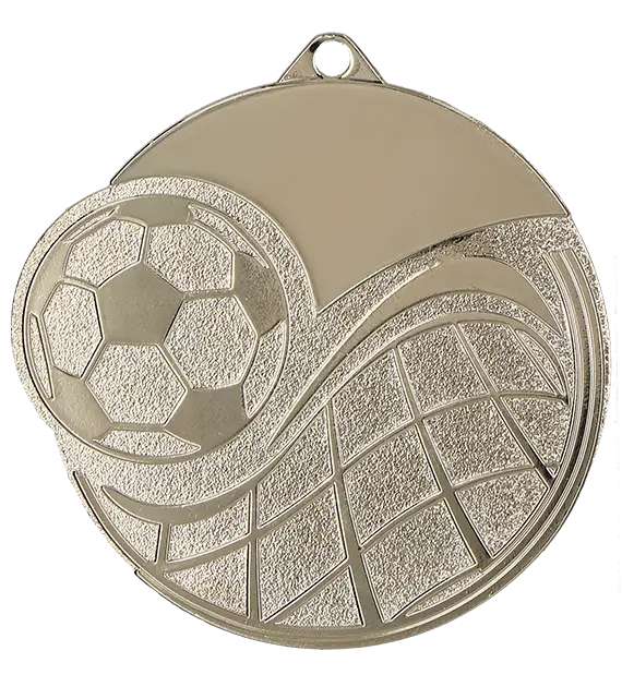 Eine Goldmedaille mit einem erhabenen Design eines Fußballs mit Netzmuster, perfekt für alle, die exquisite Medaillen Reutlingen 60 mm MMC6065 suchen.