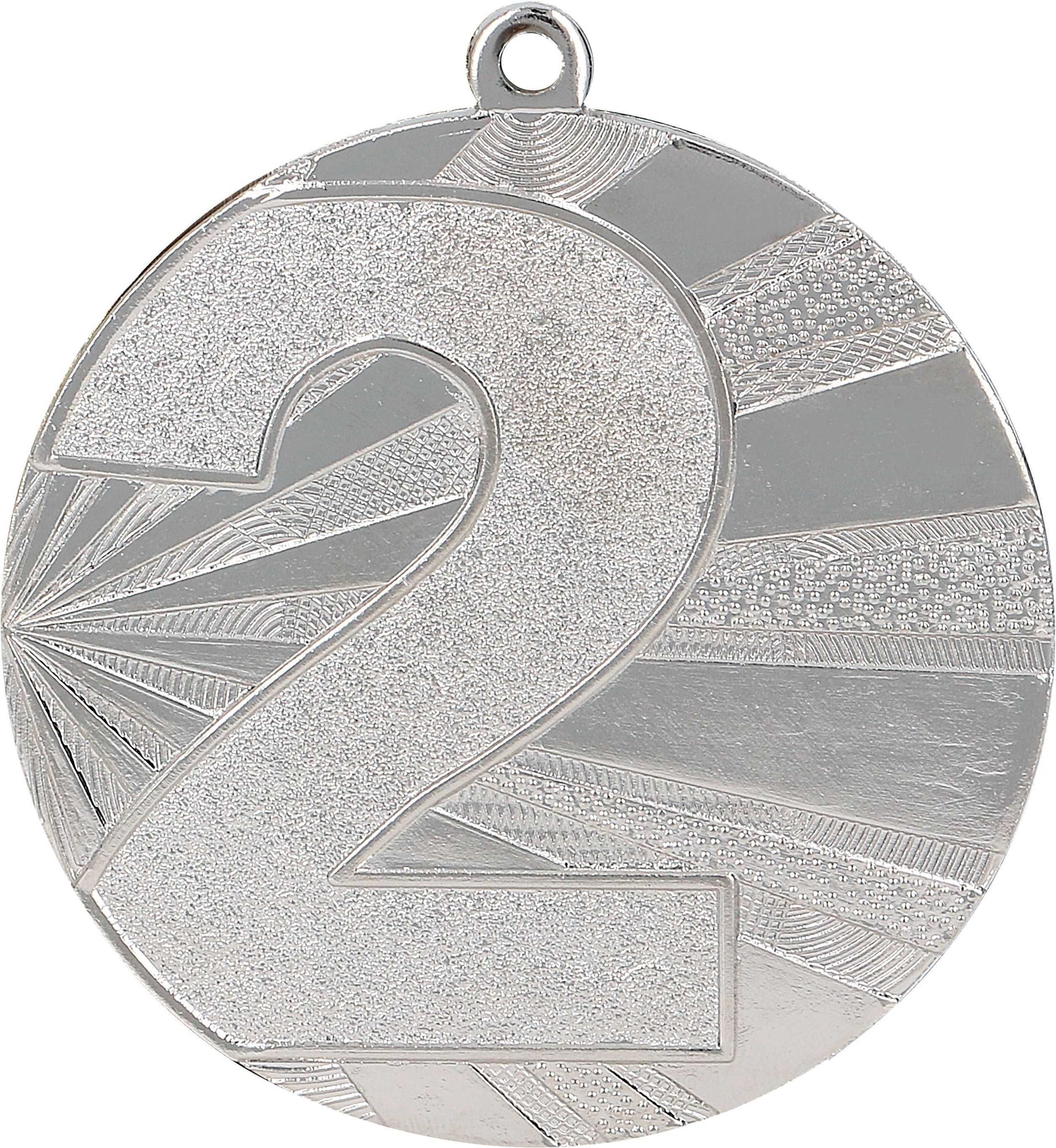Eine Silbermedaille mit der Zahl Zwei als Symbol für eine besondere Auszeichnung bei einer sportlichen Veranstaltung, präzise gefertigt vom Medaillen Solingen 70 mm MMC7071.