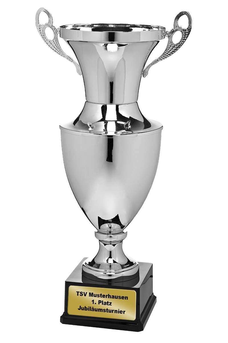 Großer goldfarbener Pokal Bottrop 725 mm mit Säulen, gravierbar