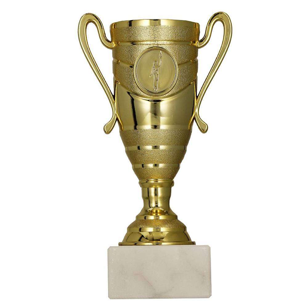 Kleiner silberfarbener Pokal Leipzig mit Emblem in drei Größen zur Gravur